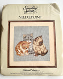 Vintage Cute Kittens Cushion Wool Needlepoint Kit 14” x 14”