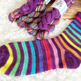 Plum Rainbow Self Striping Sock Yarn