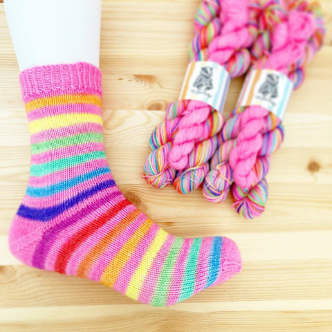 Bubblegum Rainbow Self Striping Sock Yarn
